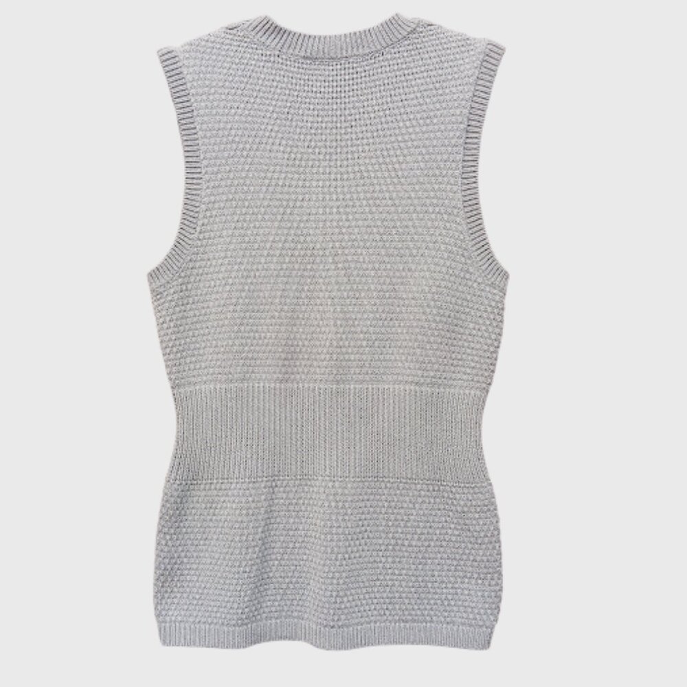 Pendleton | Grey Cable Knit Button Up Sweater Ves… - image 2